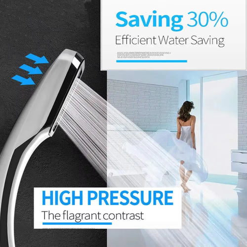 Bathroom Shower Head 300-Hole Square Hand-Held Pressurized Shower Nozzle Bath Pressurized Shower Head Water-Saving